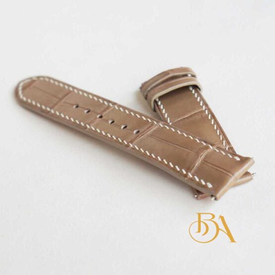 Beige Alligator leather watch band, High quality alligator watch strap SW190