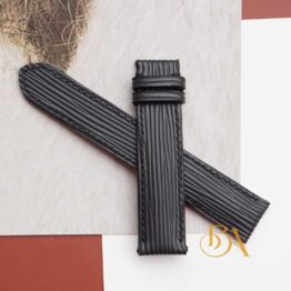 Black Epi leather watch band, Custom leather watch strap SW069