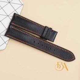 Black Epsom Leather Watch Band, Handmade Calf Leather Watch Strap SW207