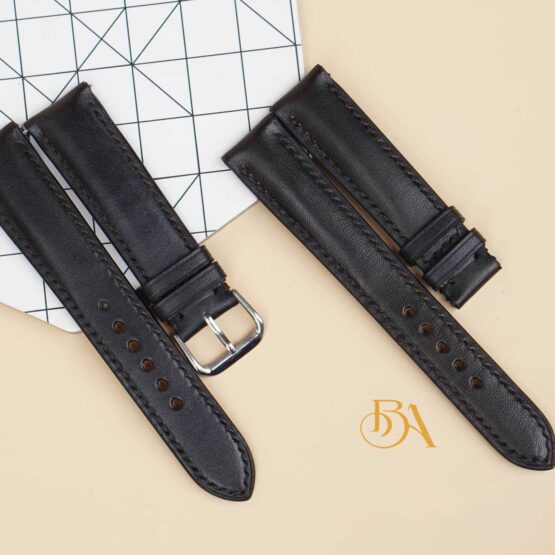 Black Vegetable tanned Leather Watch Band, Top Quality Cow leather strap SW039