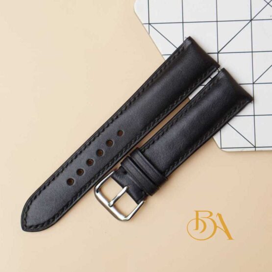 Black Vegetable tanned Leather Watch Band, Top Quality Cow leather strap SW039