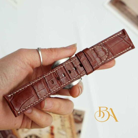 Brown Alligator watch band, Premium leather strap for Panerai SW267