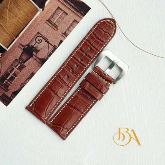 Brown Alligator watch band, Premium leather strap for Panerai SW267