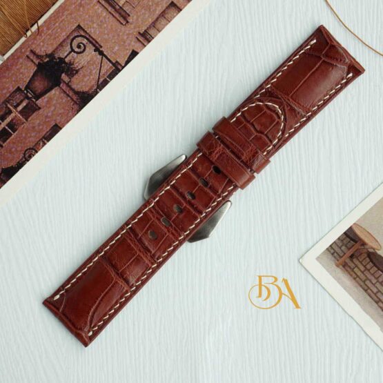 Brown Alligator watch band, Premium leather strap for Panerai SW267