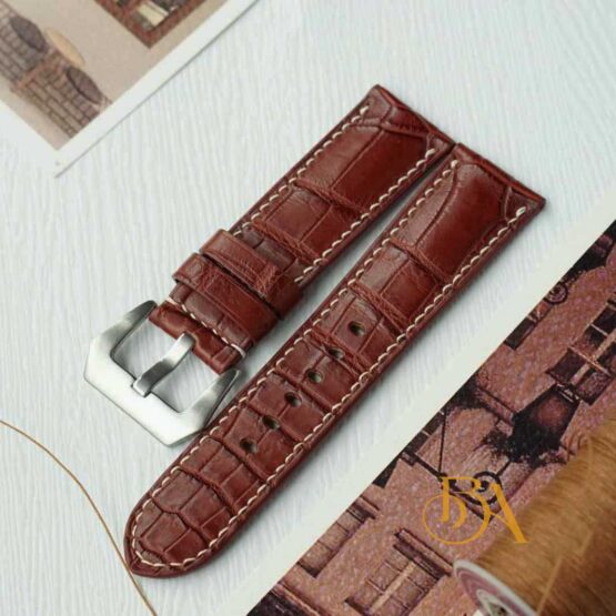 Brown Alligator watch band, Premium leather strap for Panerai SW267