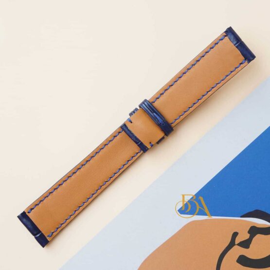 Custom Alligator watch band, Dark blue Alligator leather watch strap SW180