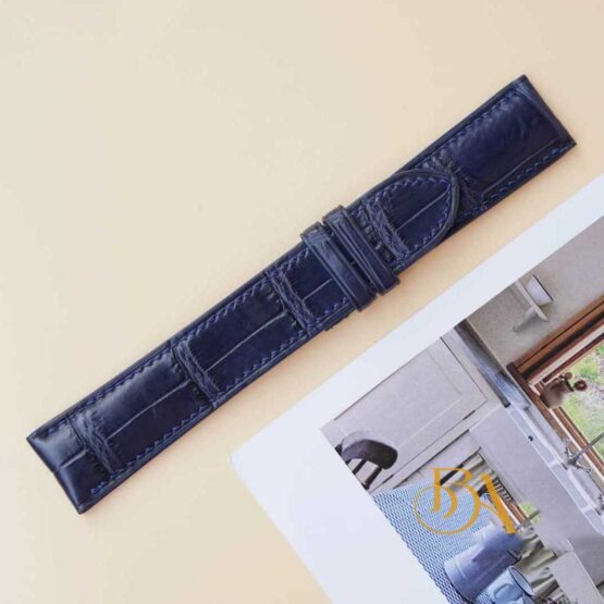 Custom Alligator watch band, Dark blue Alligator leather watch strap SW180