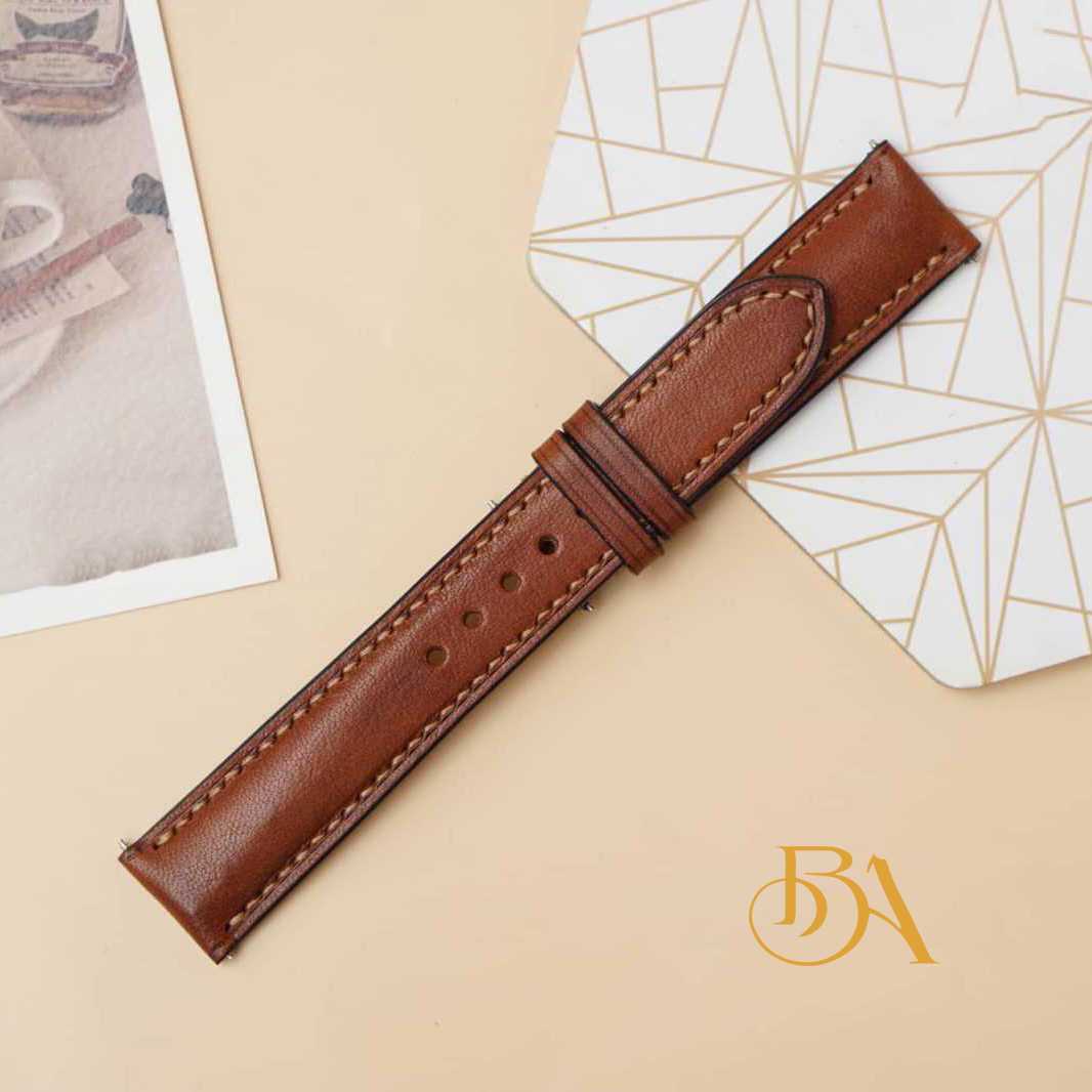 Custom Vachetta leather watch band, Brown Cow leather watch strap SW136