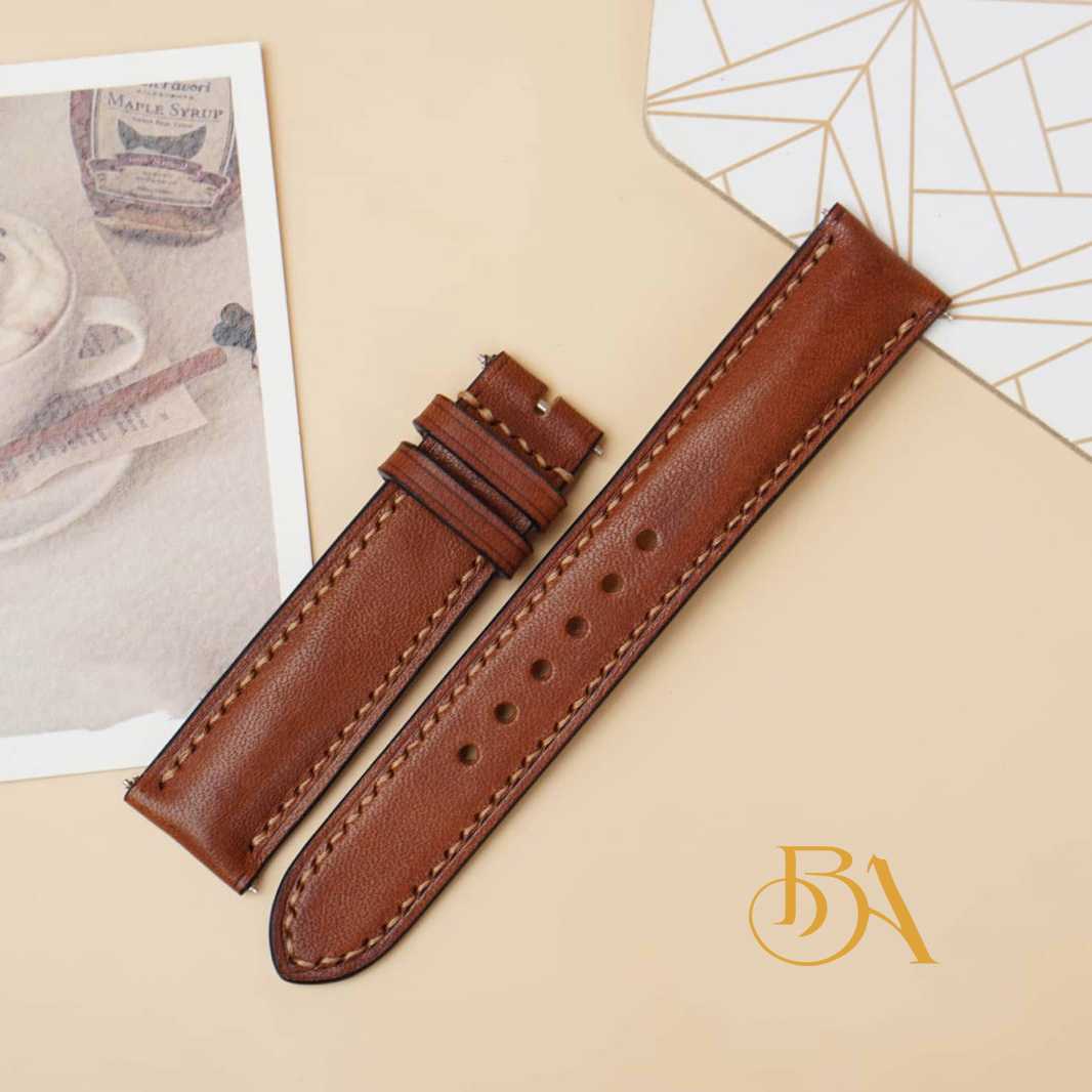 Custom Vachetta leather watch band, Brown Cow leather watch strap SW136