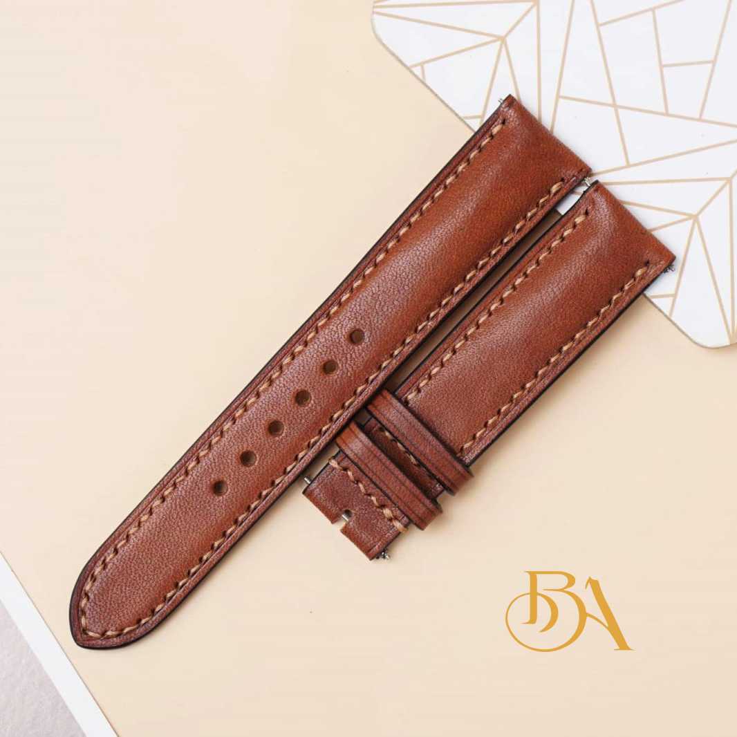 Custom Vachetta leather watch band, Brown Cow leather watch strap SW136