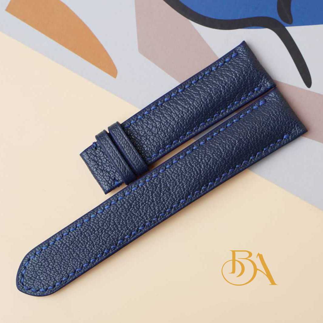 Dark Blue Alran Chevre Sully leather watch band, Goat leather watch strap (5)