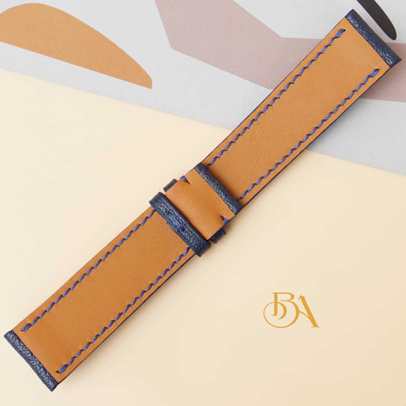 Dark Blue Alran Chevre Sully leather watch band, Goat leather watch strap SW088