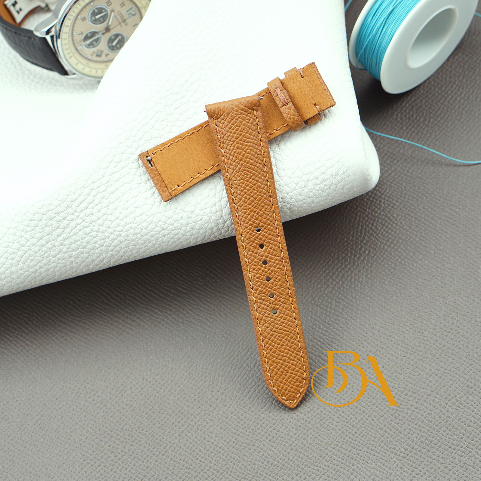 Premium Gold Epsom leather strap with Quick release spring bars SW102