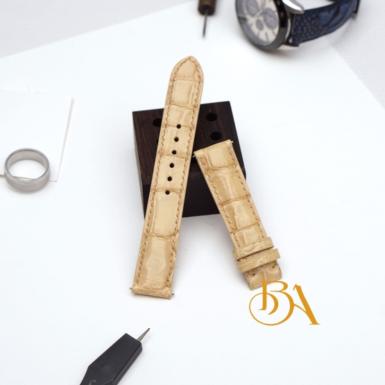 Bespoke Alligator Watch Strap with Quick release bars, Beige Leather Watch Band SW191