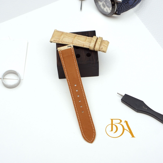 Bespoke Alligator Watch Strap with Quick release bars, Beige Leather Watch Band SW191