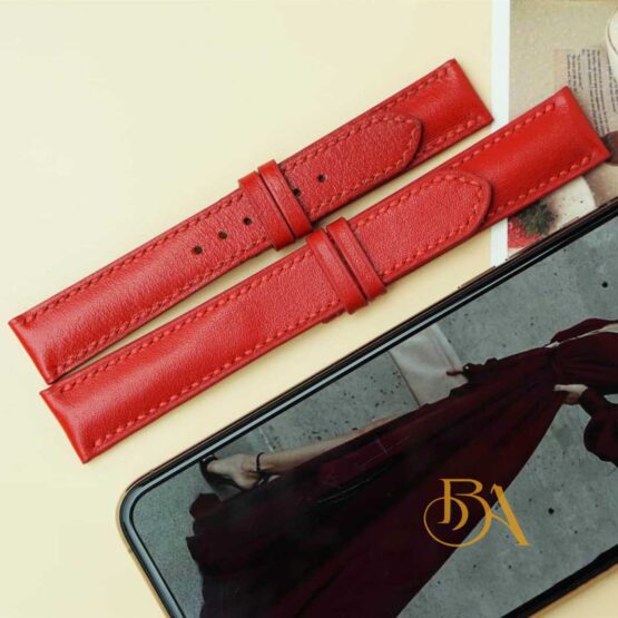 Nappa leather watch band, Handmade Red leather watch strap SW215