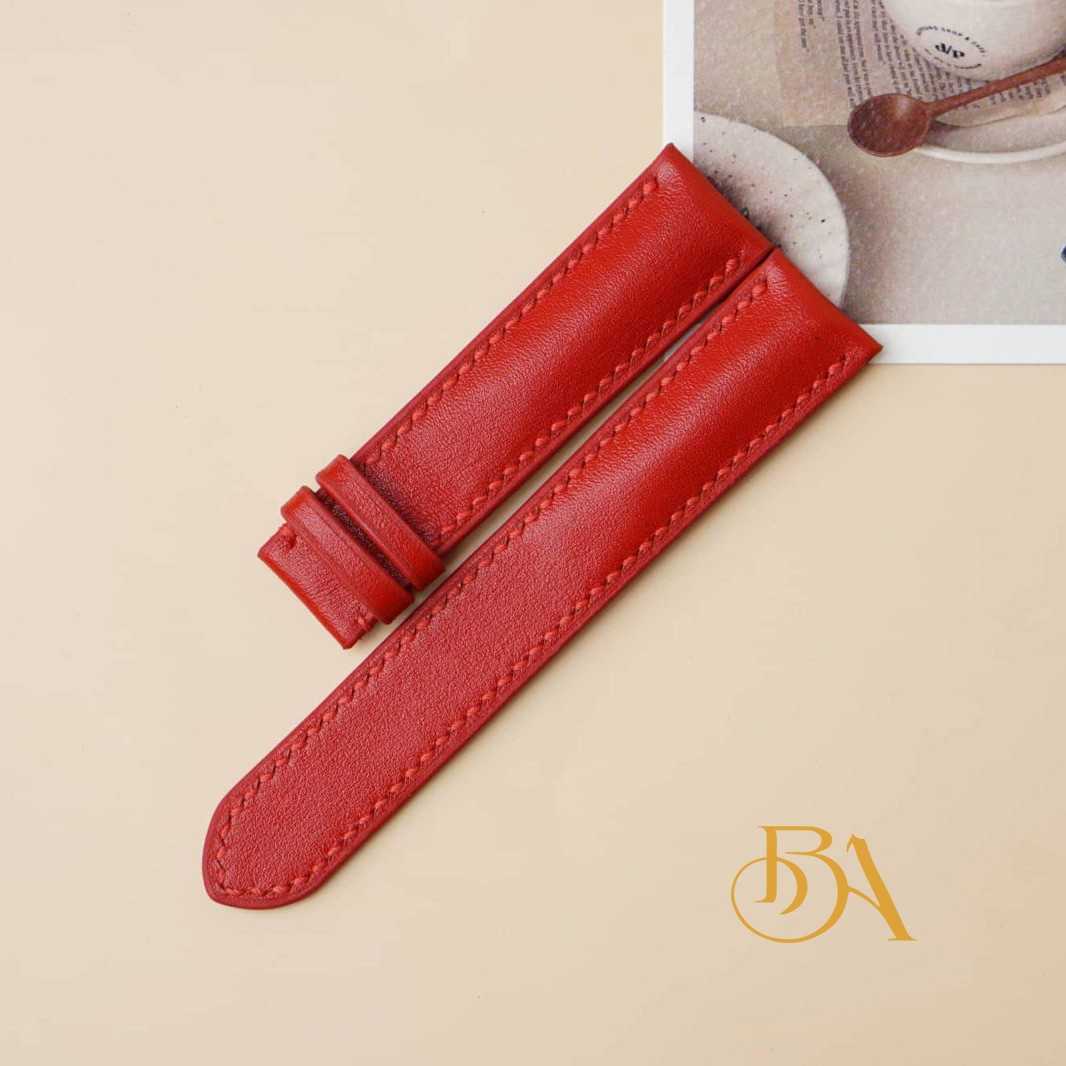 Nappa leather watch band, Handmade Red leather watch strap SW215