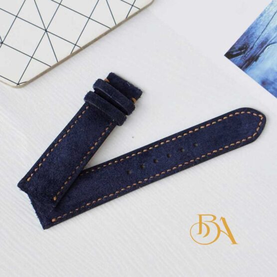 Navy blue Suede leather watch strap SW041