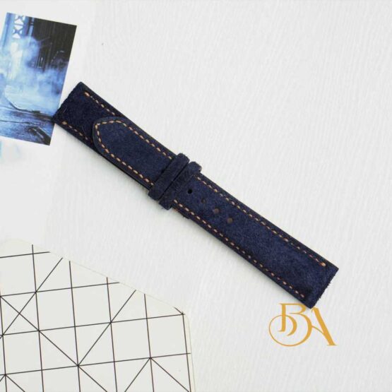 Navy blue Suede leather watch strap SW041