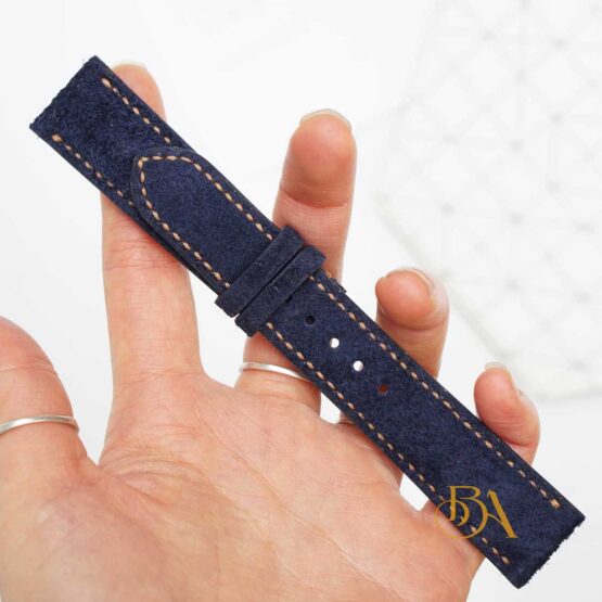 Navy blue Suede leather watch strap SW041