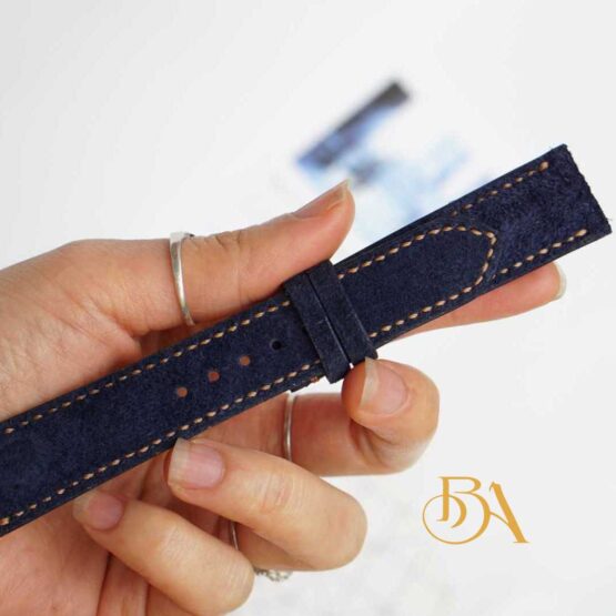 Navy blue Suede leather watch strap SW041