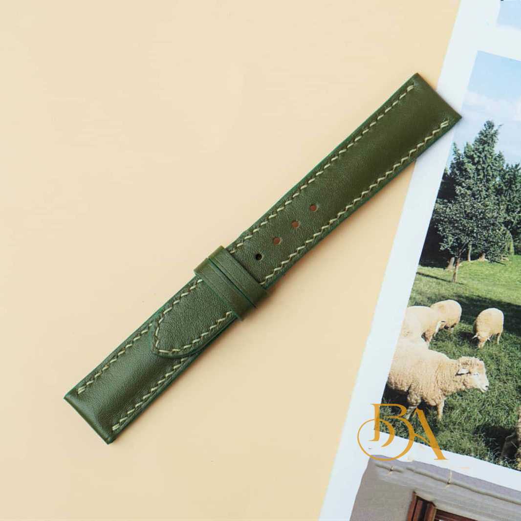 Olive Calf leather watch strap, Genuine Nappa leather watch band SW214