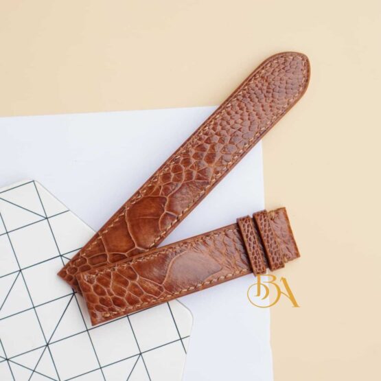 Ostrich Leg leather watch strap, Golden Brown Ostrich leather band SW176