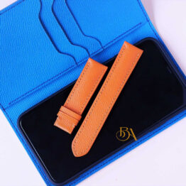 Premium Epsom leather band in Orange, Calf leather watch strap SW089