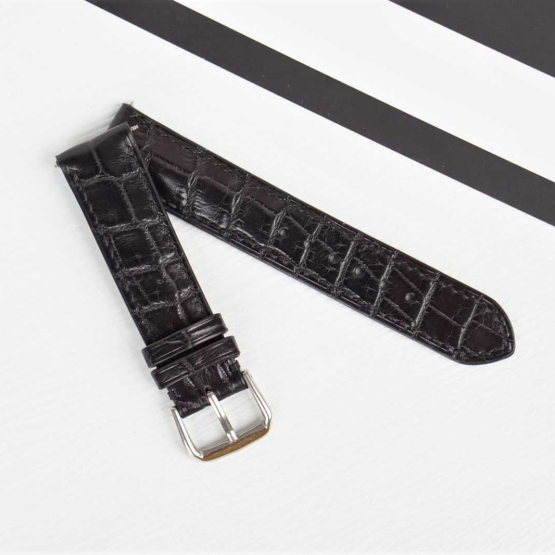 Handcrafted Alligator Watch Band, Black leather watch strap SW184