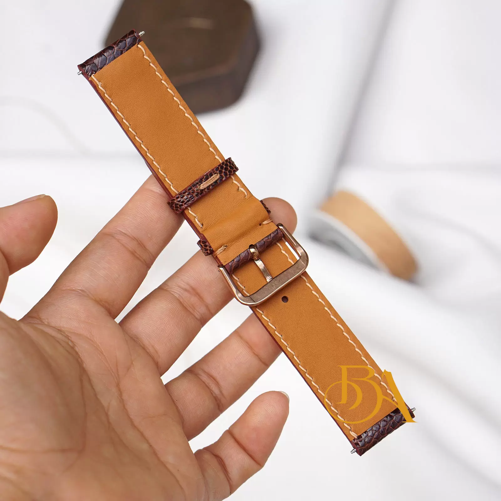 Bespoke Ostrich leather watch band, High Quality Ostrich leg leather watch strap SW046 - Image 3