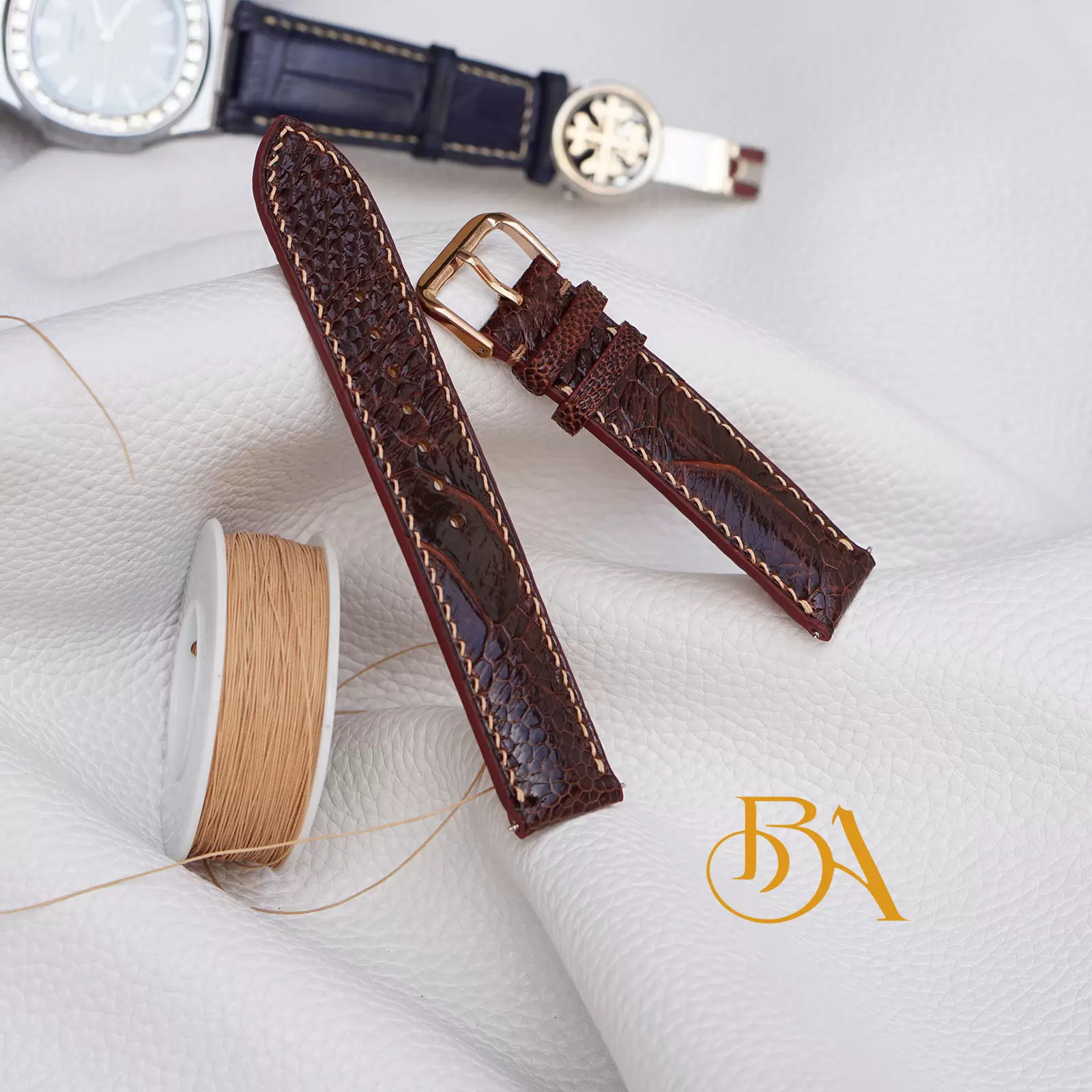 Bespoke Ostrich leather watch band, High Quality Ostrich leg leather watch strap SW046 - Image 6