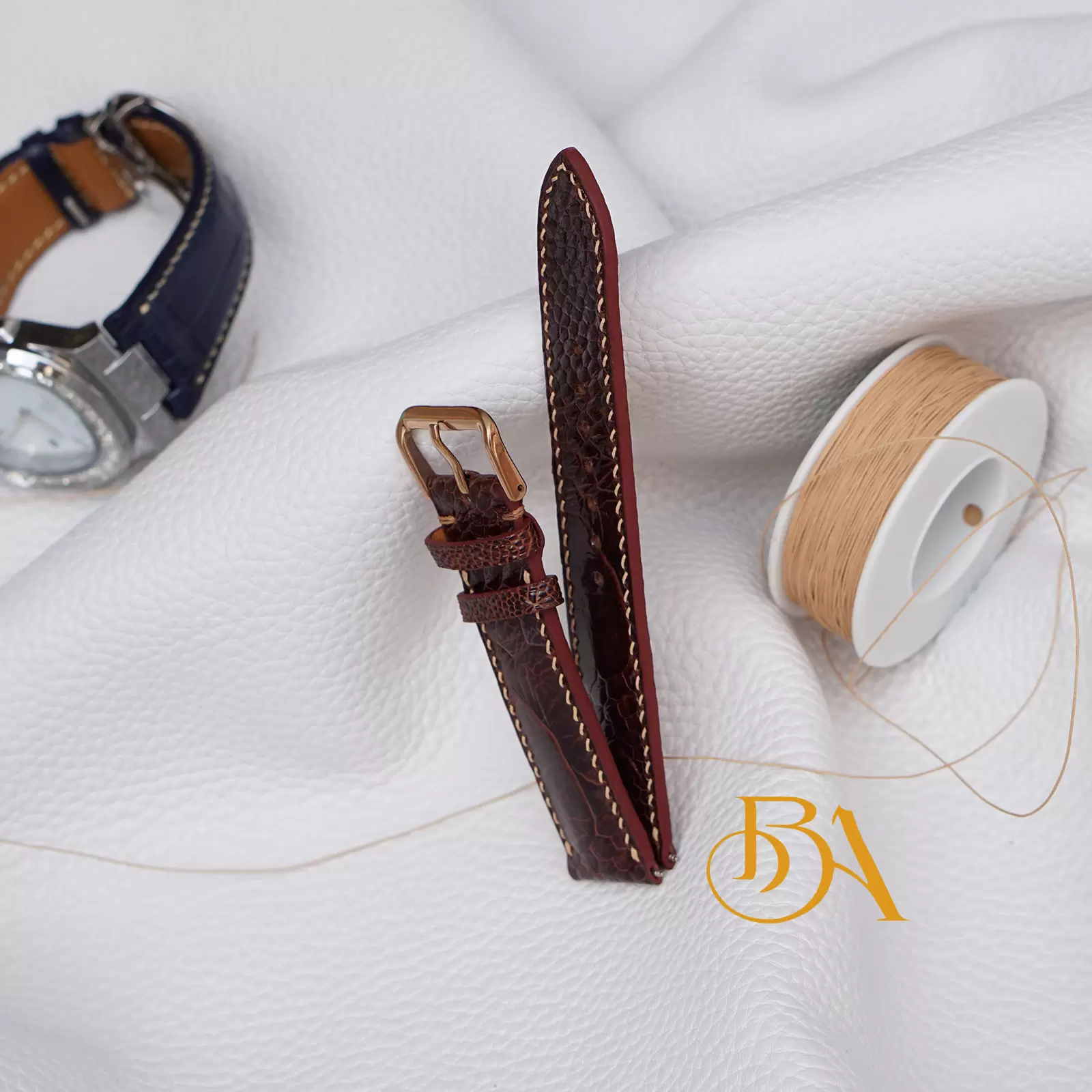 Bespoke Ostrich leather watch band, High Quality Ostrich leg leather watch strap SW046 - Image 7