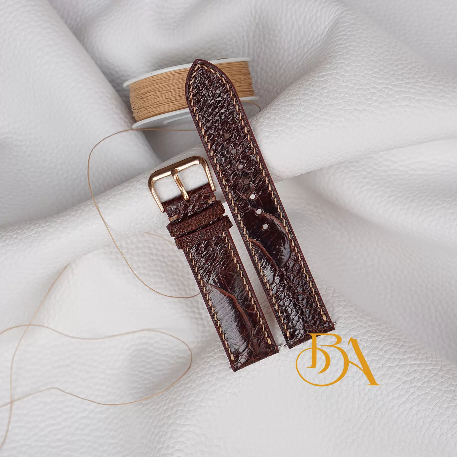 Bespoke Ostrich leather watch band, High Quality Ostrich leg leather watch strap SW046 - Image 4