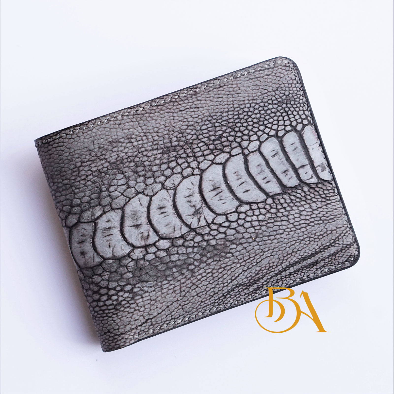 Grey Nubuck Ostrich leather wallet (2)