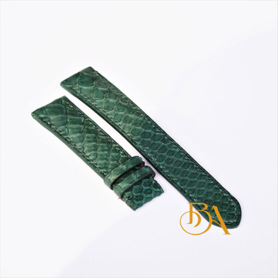 Handmade Python leather watch band, Moss Green Python leather band SW284