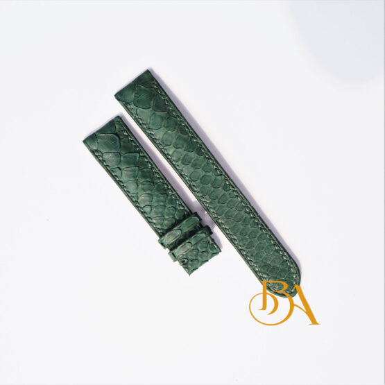 Handmade Python leather watch band, Moss Green Python leather band SW284