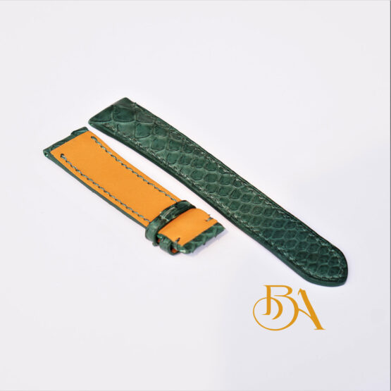 Handmade Python leather watch band, Moss Green Python leather band SW284