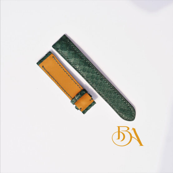 Handmade Python leather watch band, Moss Green Python leather band SW284