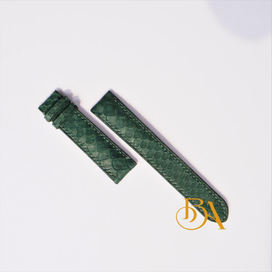 Handmade Python leather watch band, Moss Green Python leather band SW284