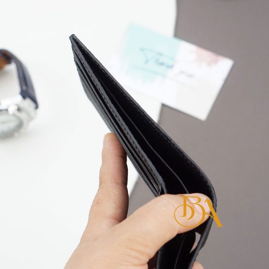 Black Calf leather wallet for men, Handmade Saffiano leather wallet WL318 - Image 5