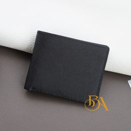 Black Calf leather wallet for men, Handmade Saffiano leather wallet WL318