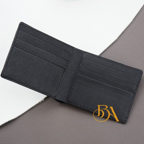Black Calf leather wallet for men, Handmade Saffiano leather wallet WL318 - Image 2