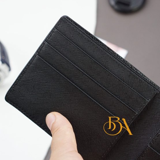 Black Calf leather wallet for men, Handmade Saffiano leather wallet WL318 - Image 4