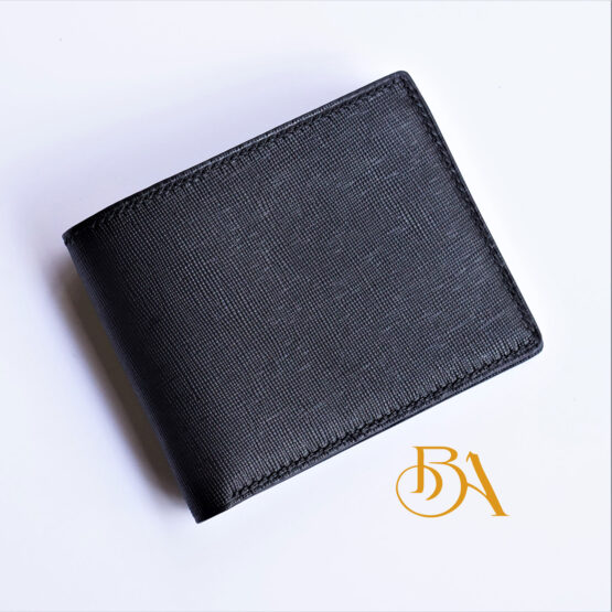 Black Calf leather wallet for men, Handmade Saffiano leather wallet WL318