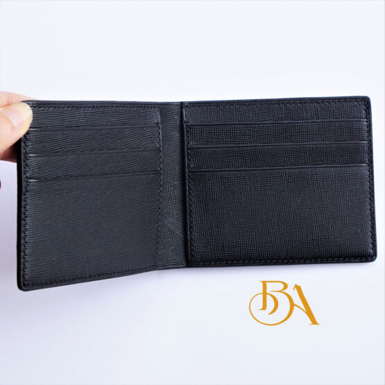 Black Calf leather wallet for men, Handmade Saffiano leather wallet WL318