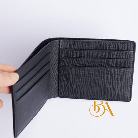 Black Calf leather wallet for men, Handmade Saffiano leather wallet WL318