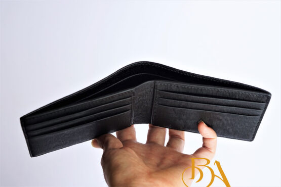 Black Calf leather wallet for men, Handmade Saffiano leather wallet WL318