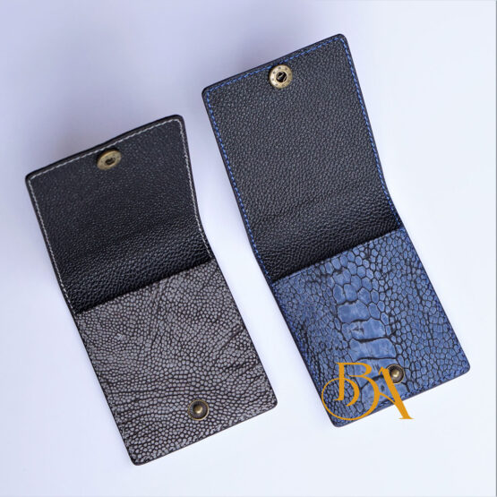 Nubuck Ostrich leather card sleeve, Vintage Ostrich card holder. Minimalist leather card wallet WL319