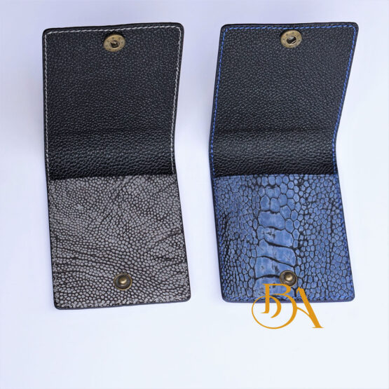 Nubuck Ostrich leather card sleeve, Vintage Ostrich card holder. Minimalist leather card wallet WL319