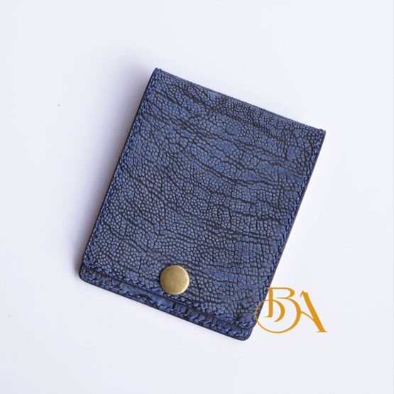 Nubuck Ostrich leather card sleeve, Vintage Ostrich card holder. Minimalist leather card wallet WL319